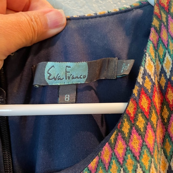 Anthropologie Eva Franco Sleeveless Striped Geometric Fit n’ Flare Dress Sz 8 - Picture 2 of 3